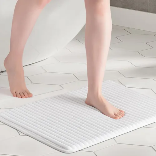 Miniatura 19 de FRESHMINT - Alfombra de baño de espuma viscoelástica ultrasuave con carbón activado, 17 x 24 pulgadas, tapete para baño antideslizante, alfombras