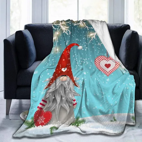 Miniatura 20 de JOOCAR Manta de franela de otoño con diseño de hojas de arce de dibujos animados, gnomo de otoño, naranja, acogedora manta de felpa suave para cama