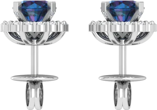 Miniatura 4 de TRUTH JEWELS INC Aretes tipo dormilona con halo de diamante natural de 15 qt en plata de ley 925 para mujer Caja de regalo de joyería fina incluida