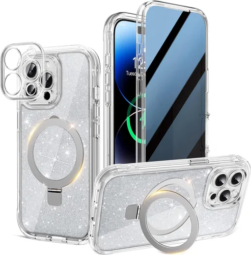 Miniatura 37 de Funda magnética de privacidad para iPhone 17 Pro Max [Cartulina con purpurina para bricolaje] [Soporte magnético invisible] Protector de pantalla