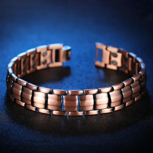 Miniatura 2 de Copper Bracelet for Men Copper Magnetic Bracelet Elegant 99.99% Solid Copper Bracelets with Double-Row Strong Magnets,Magnetic Jewelry