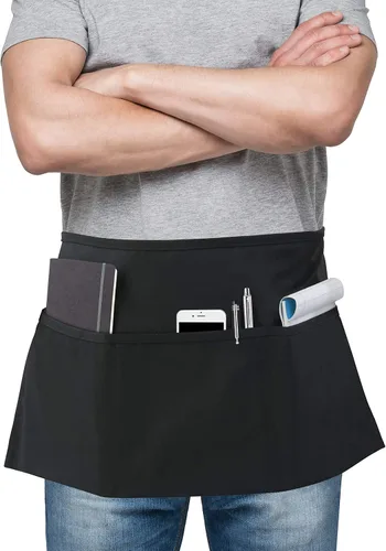 Miniatura 5 de Utopia Wear Delantal de cintura de 3 bolsillos paquete de 4 delantal corto para camarera de servidor para hombres y mujeres cocina restaurante
