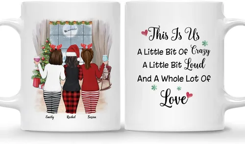 Miniatura 8 de Gossby Taza de café de Navidad personalizada para amigas, regalos de amistad personalizados para mujeres con diseño, nombre, regalos de mujer