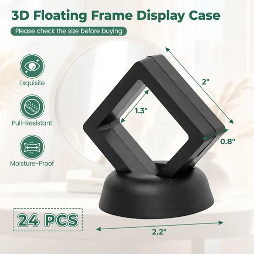 Miniatura 9 de EsLuker.ly Juego de 6 soportes de exhibición de marco flotante 3D, vitrina flotante transparente de polietileno, caja de almacenamiento de joyería