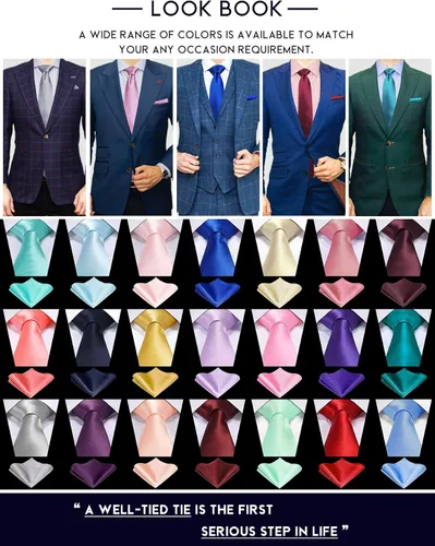 Miniatura 6 de TIE G - Juego de corbata negra formal y pañuelo de bolsillo en caja de regalo