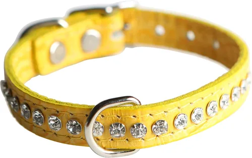Miniatura 9 de Collar de perro de cuero y cristales de OmniPet Signature, cuero de grano de violeta africana de avestruz, se ajusta a un tamaño de cuello de 6"-8