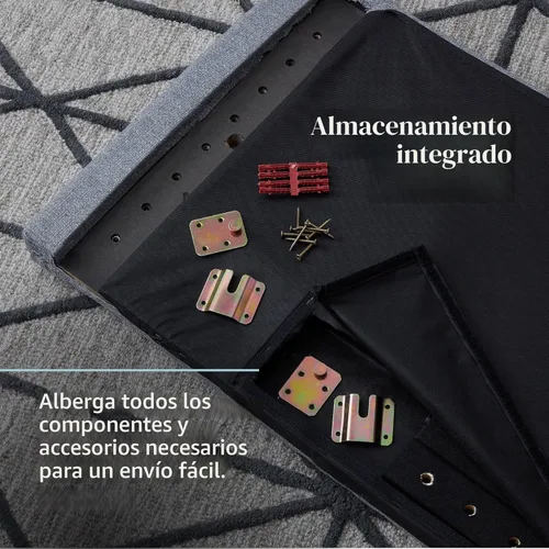 Miniatura 4 de Lucid Cabecera tapizada de altura media, capitoné de diamante, poliéster acolchado, altura ajustable de 34 a 46 pulgadas, fácil montaje, marco