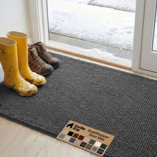 Miniatura 83 de GORILLA GRIP SOAKSTOPPER - Tapete para puerta de perro, 30 x 20 pulgadas, lavable a máquina, absorbente, captura la humedad, barro, suciedad, Negro
