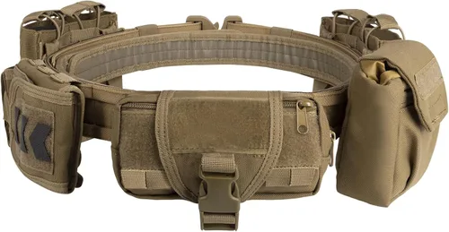 Miniatura 3 de YAKEDA - Cinturón táctico de batalla para uso público, con bolsas, 7 en 1 Canela