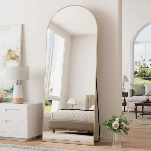 Miniatura 25 de Espejo Arqueado de Longitud Completa de 65''x22'' con Soporte, Espejo de Cuerpo Completo de Longitud Completa de Pie Independiente, Espejos