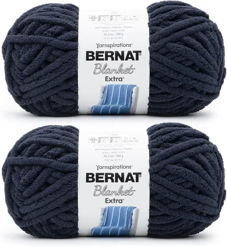 Miniatura 26 de Bernat - Estambre para mantas Extra Negro, 2 paquetes de 300g/10.5 onzas, poliéster, #7, jumbo, tejido de punto/ganchillo