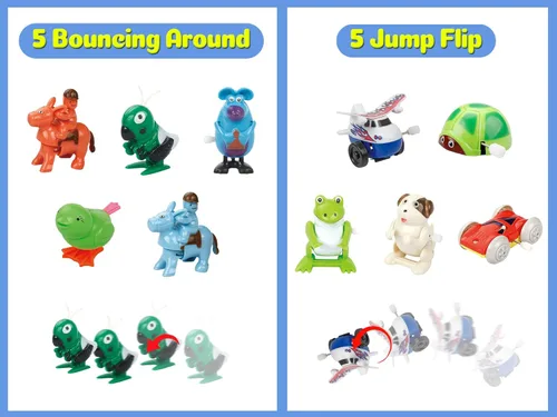 Miniatura 5 de 28 piezas de juguetes de cuerda surtidos para niños, juguetes de animales de cuerda al por mayor que voltean, caminan, saltan, nadan, juguetes