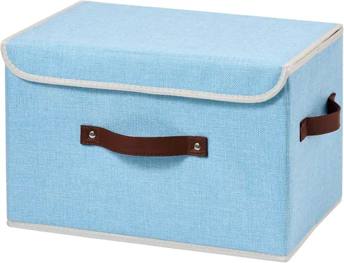 Miniatura 44 de Cajas de almacenamiento con tapa, contenedores de almacenamiento de tela de lino y algodón, contenedores organizadores, cestas decorativas plegables