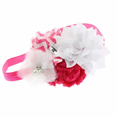 Miniatura 8 de My Lello Diadema Shabby Tela Flor Cluster Bebé - Bebé - Niño Pequeño - Niña Elástico Mineral Hielo, Hielo mineral