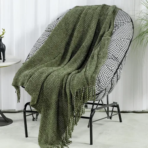 Miniatura 18 de Blagic Manta de punto para sofá, manta suave de estilo bohemio para otoño con borlas, manta ligera decorativa para el hogar, manta beige para cama
