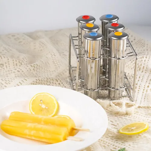 Miniatura 3 de Moldes de paletas de acero inoxidable, juego de 6 moldes para helado, moldes para paletas de hielo con soporte, moldes reutilizables de metal