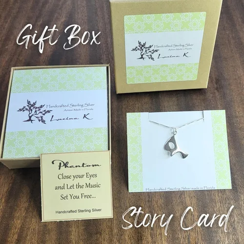 Miniatura 4 de Collar con máscara de fantasma de la ópera, hecho a mano, plata de ley maciza, caja de regalo con tarjeta de historia para elenco o fanático
