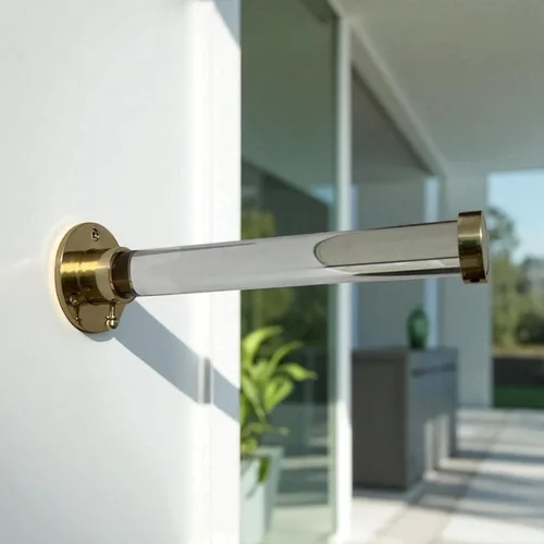 Miniatura 3 de Gancho para ropa montado en la pared, acabado de latón pulido, barra de Lucite resistente con soportes dorados, organizador de armario para abrigos
