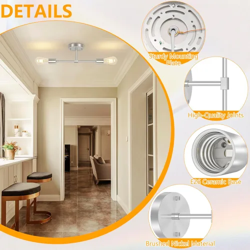 Miniatura 4 de FadimiKoo 2 lámparas de níquel cepillado para tocador de baño, iluminación plateada para baño sobre espejo, moderna iluminación de pared