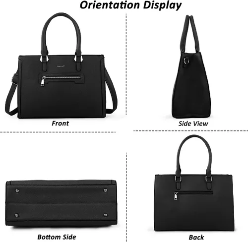 Miniatura 6 de TANTOMI Structured Satchel Purses for Women, Medium Vegan Leather Top Handle Handbag with Pockets, Classy Work Bag for Ladies