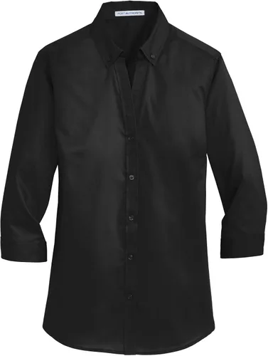 Miniatura 5 de Port Authority Camisa de sarga con botones SuperPro de manga 3/4 para mujer