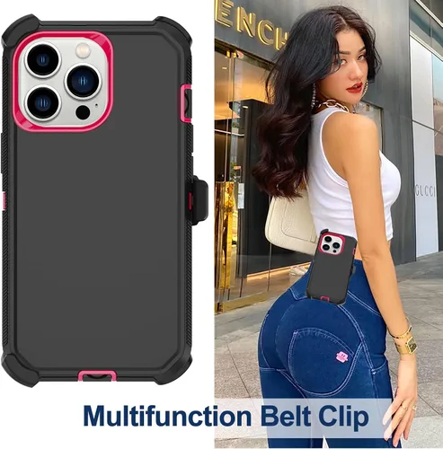 Miniatura 6 de Funda para iPhone 14 Pro Max (6.7 pulgadas) con funda de clip para cinturón, 2 protectores de pantalla, resistente grado militar, cuerpo completo, a