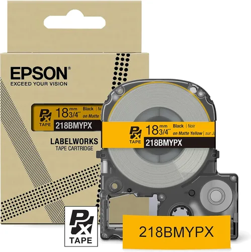 Miniatura 6 de Epson LABELWORKS 218BMBEPX - Cartucho de cinta de PET (poliéster), color negro sobre beige mate, 3/4 pulgadas de ancho, 26 pies