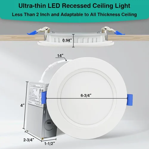 Miniatura 8 de Paquete de 4 luces LED empotrables de techo de 6 pulgadas, 1800 lm, 16 W = 200 W, 5CCT 5000 K/4000 K/3500 K/3000 K/2700 K seleccionables