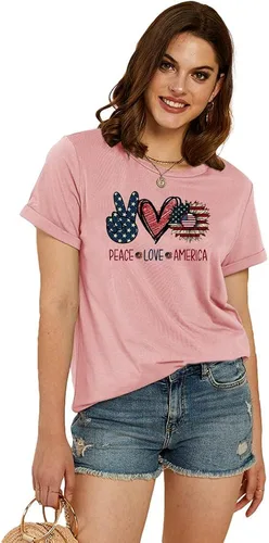Miniatura 3 de Cicy Bell Camisetas de verano con estampado de corazón para mujer, estilo casual, manga corta, cuello redondo