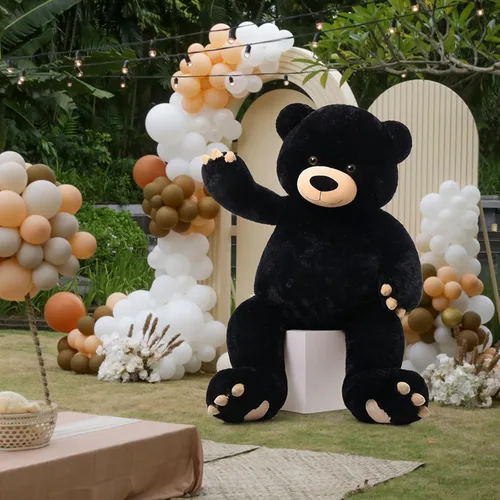 Miniatura 2 de MorisMos Oso de peluche gigante de 5 pies, 59 pulgadas, oso de peluche negro grande para decoración de fiesta de baby shower, regalo de animal