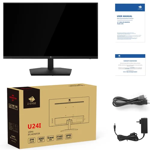 Miniatura 8 de Monitor de 24 pulgadas, monitor de computadora Z-Edge, Full HD 1920 x 1080p IPS 100Hz Monitor de PC con HDMI, VGA, sin marco, pantalla antirreflejos