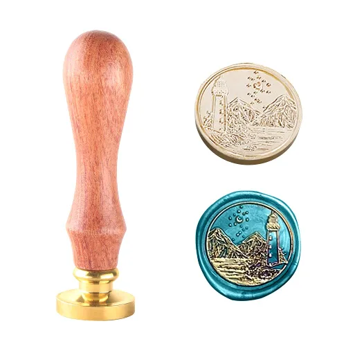 Miniatura 18 de Sello de cera con cabeza de latón extraíble de 1.181 in y mango de palisandro, sello de cera personalizado retro vintage para invitaciones de sobres