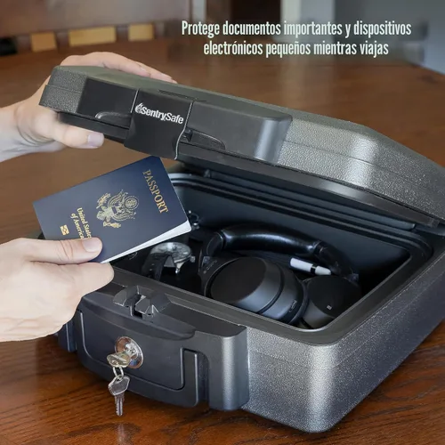 Miniatura 6 de Caja impermeable ignífuga SentrySafe H0100 con cerradura de llave, 0.17 pies cúbicos, negro