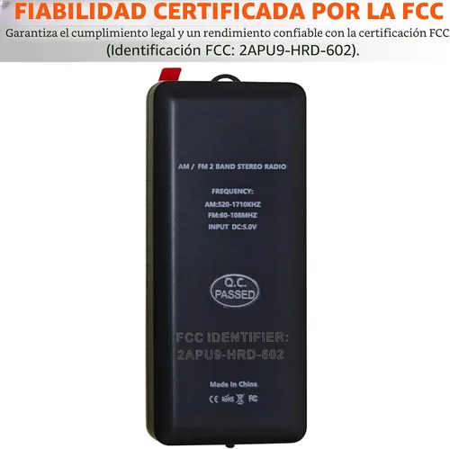 Miniatura 9 de Mini radio portátil personal AM/FM con pantalla LCD de sintonización digital y tiempo de retroiluminación, radio de bolsillo recargable SWDSTP