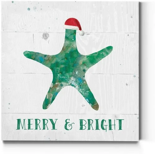 Miniatura 22 de Renditions Gallery Arte de pared "Be Merry and Bright", lindo arte navideño e invernal, granero festivo, aspecto de madera falsa, decoración