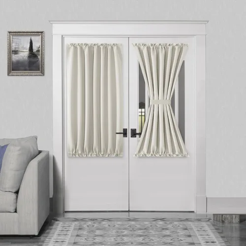 Miniatura 123 de DWCN Cortinas para puerta francesa: cortina térmica con bolsillo para barra para puertas con ventana de vidrio, puertas de cocina y patio