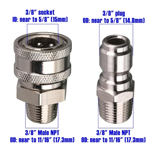 Miniatura 4 de Tool Daily Juego de adaptadores para hidrolimpiadora, Adaptador de lavadora a presión, Kit de conexión rápida de 3/8 pulgadas, M22 0.551 in a M22