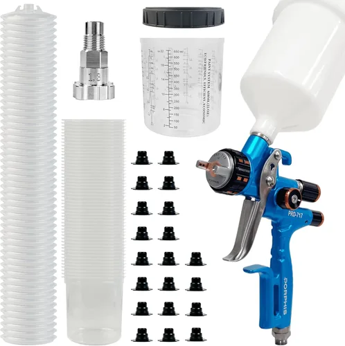 Miniatura 9 de Pistola Pulverizadora PRD-717 Tipo VS con Boquilla Dividida de 1.3mm para Repintado Automotriz, Marrón