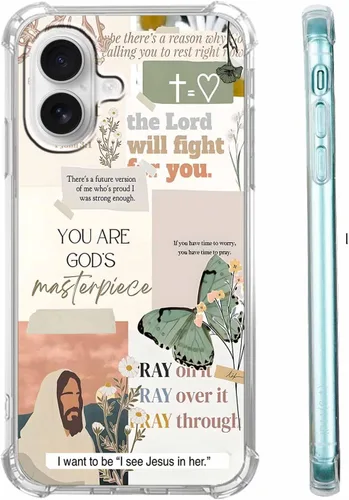 Miniatura 50 de Funda para Celular con Versículos de la Biblia, Colocación de Citas Cristianas de Jesús, Diseño Collage, Funda Protectora Suave de TPU de Moda