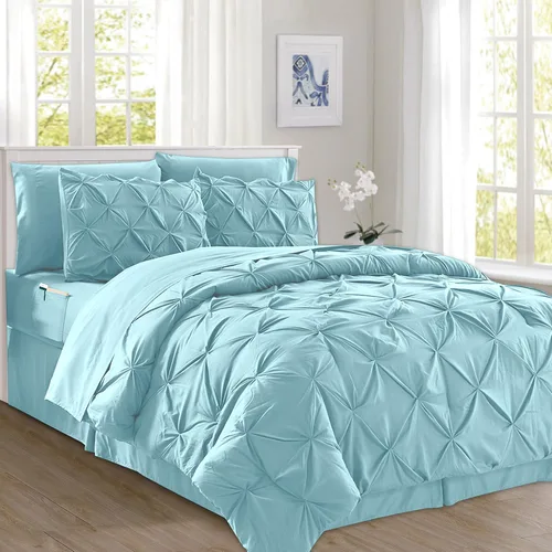 Miniatura 24 de Elegant Comfort Juego de edredón con pliegues pinzados de 8 piezas - Cama completa en una bolsa para todas las estaciones, incluye juego de sábanas