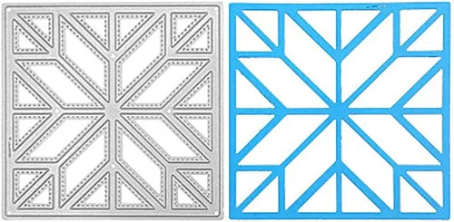 Miniatura 3 de Troqueles de corte geométrico hueco de metal, plantillas cuadradas de troquelado en relieve, molde de plantilla para álbumes de recortes