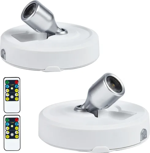 Miniatura 9 de Foco inalámbrico a pilas con control remoto, paquete de 2 luces para debajo del armario con función de temporizador para debajo del mostrador
