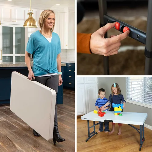 Miniatura 9 de LIFETIME 80387 Mesa plegable ajustable comercial de 4 pies, almendra