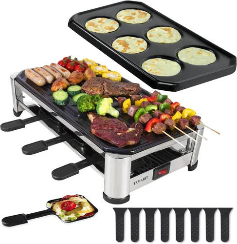 Miniatura 7 de TAMARIT Raclette Mesa de Parrilla Eléctrica Portátil para Queso, Parrilla Coreana de Interior de 1400 W, Parrilla de Queso para Fiestas con Placa