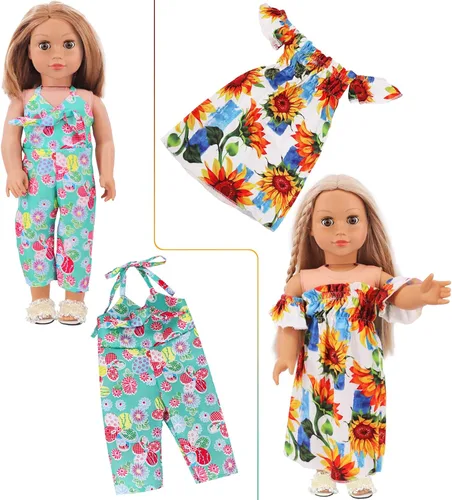 Miniatura 4 de Ecore Fun 10 Sets Ropa de Muñeca Americana de 18 Pulgadas - 18 piezas de Ropa de Muñeca, Trajes de Muñeca, Vestidos, Trajes de Baño, Monos, Mallas