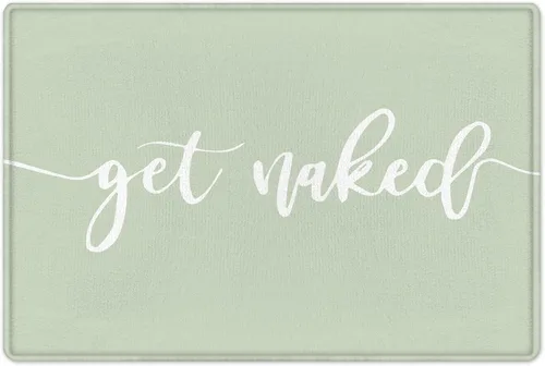 Miniatura 7 de HVEST Alfombra de baño con texto en blanco y negro con palabras divertidas para decoración de baño, alfombra de baño antideslizante de mármol