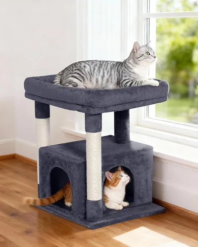 Miniatura 6 de Árbol para gatos grandes, 19 x 15.8 pulgadas, percha grande para gatos adultos, torre para gatos de 23.6 pulgadas con poste rascador, condominio