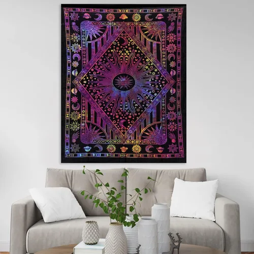 Miniatura 3 de THE ART BOX Tapiz celestial de sol y luna, mandala estético para colgar en la pared para dormitorio y sala de estar, decoración independiente
