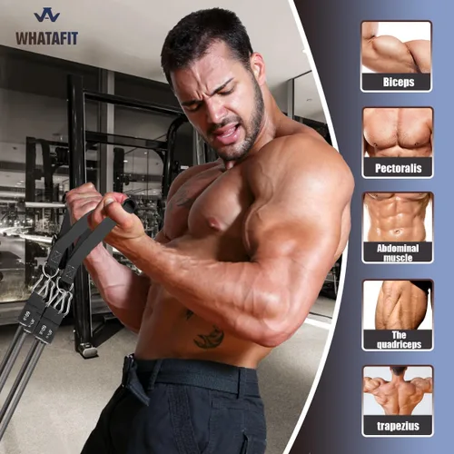 Miniatura 4 de WHATAFIT Bandas de resistencia, bandas de ejercicio, bandas de resistencia para entrenamiento, bandas de entrenamiento con asas para hombres