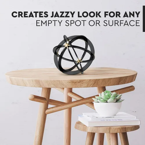 Miniatura 4 de Esfera decorativa para decoración del hogar, negro y dorado, pintada a mano, bolas decorativas modernas para sala de estar, dormitorio, cocina